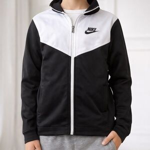 Nike Kids Full Zip Track Jacket Black White Size L (6–7 Years